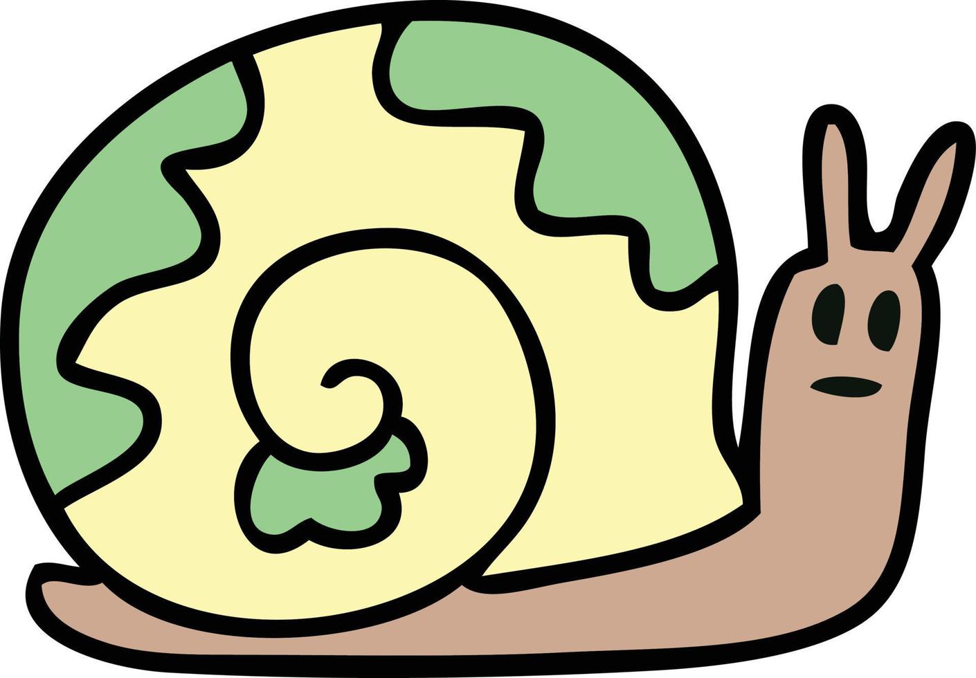 escargot de dessin animé dessiné à la main excentrique vecteur