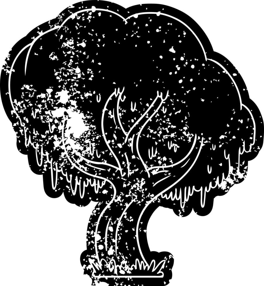 icône grunge dessin d'un arbre vert vecteur