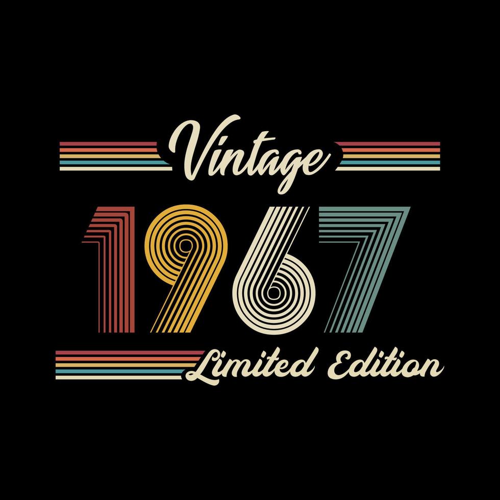 1967 vintage rétro édition limitée t shirt design vecteur