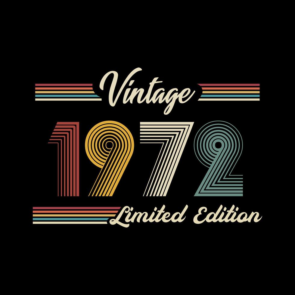 1972 vintage rétro édition limitée t shirt design vecteur