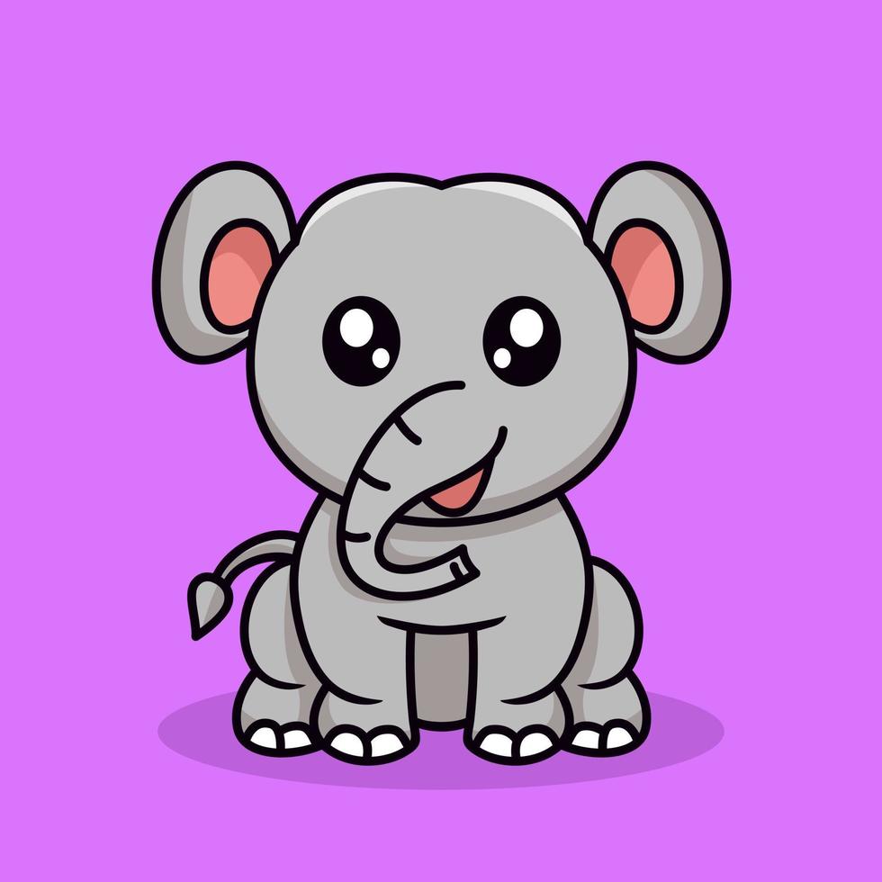 illustration vectorielle d'éléphant mignon et animal chibi vecteur