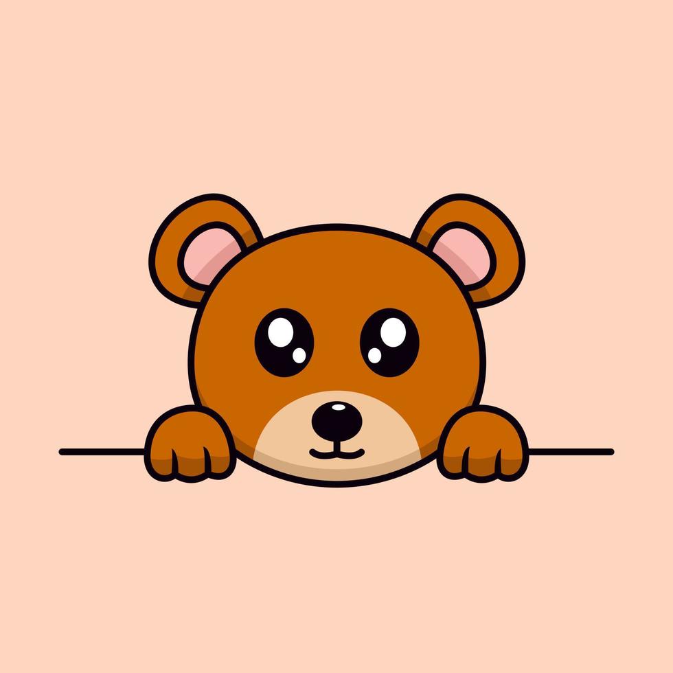 illustration vectorielle d'ours mignon et animal chibi vecteur