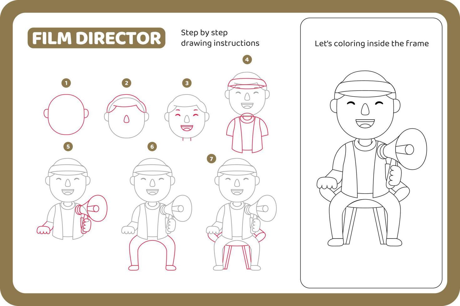 comment dessiner le vecteur de tutoriel de profession de réalisateur de film