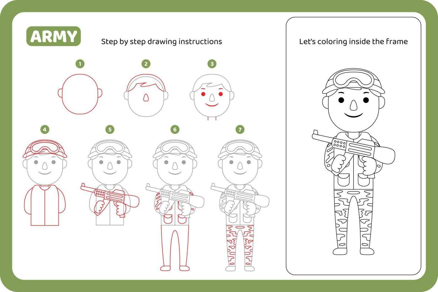 comment dessiner le vecteur de tutoriel de profession de l'armée