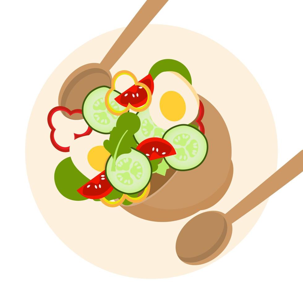 illustration vectorielle de poivron frais et salade d'oeufs dans le bol. utilisation parfaite pour l'icône de la nourriture et le menu d'illustration de la nourriture au restaurant vecteur