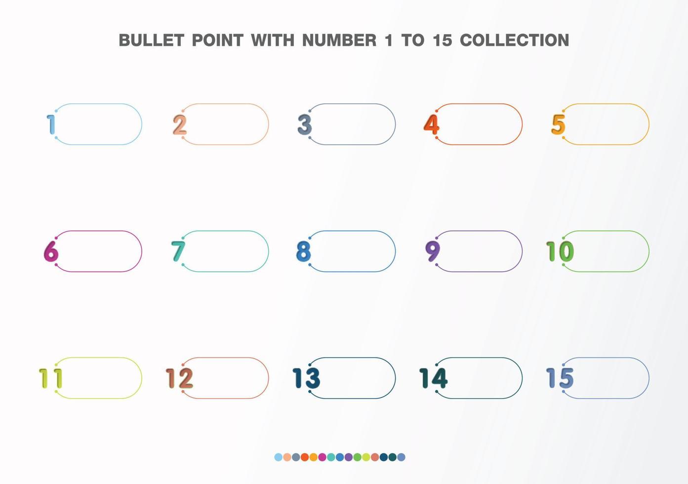 balle avec collection de numéros. numéros de 1 à 15. boutons et points infographiques. conception facile à modifier. vecteur eps10.