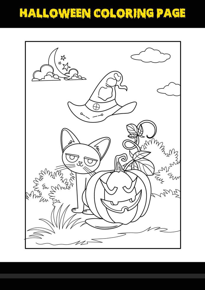 coloriage d'halloween pour les enfants. conception de page de coloriage d'art en ligne pour les enfants. vecteur