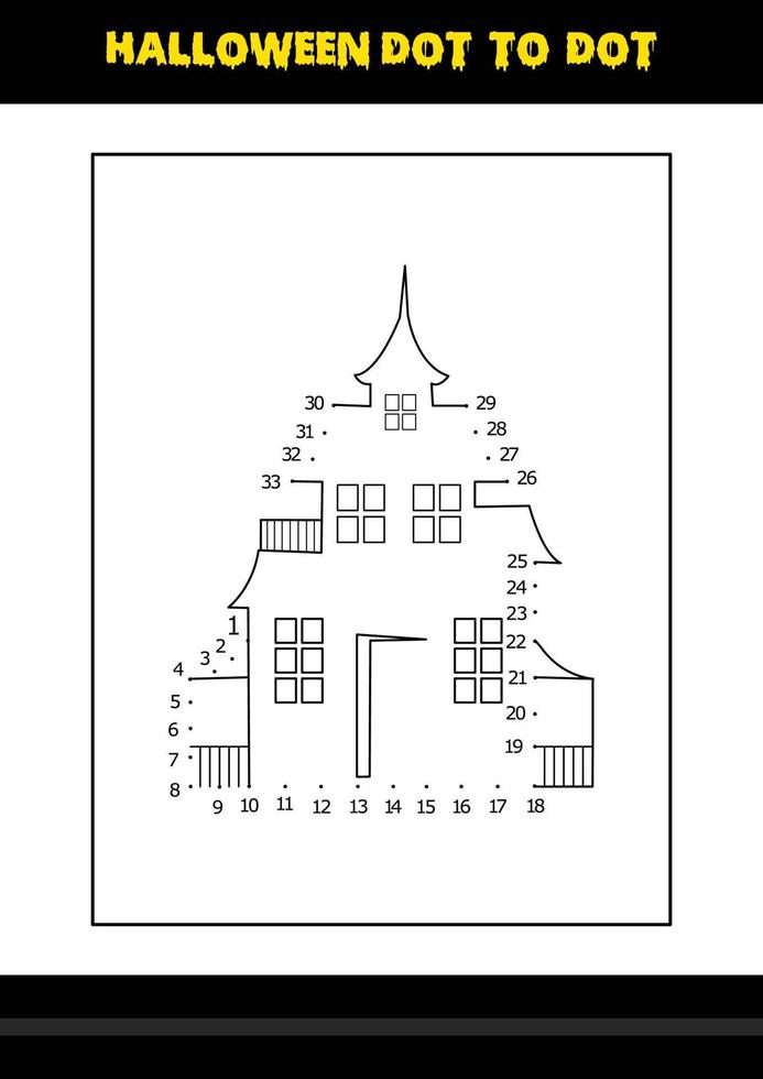 coloriage point à point d'halloween pour les enfants. conception de page de coloriage d'art en ligne pour les enfants. vecteur