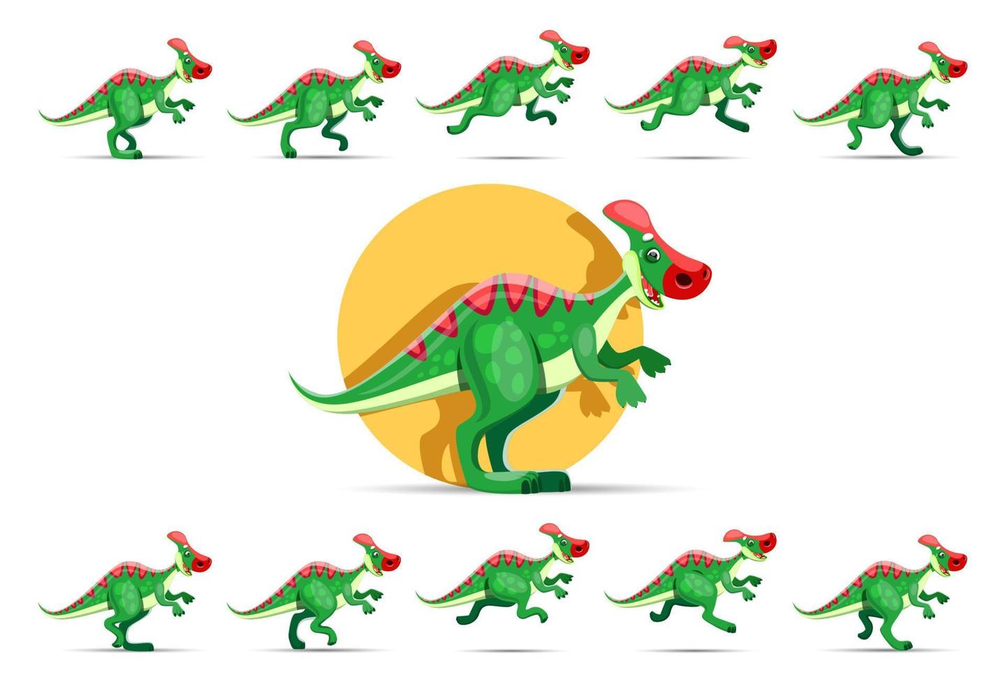 dessin animé en cours d'exécution animation de jeu de personnage de dinosaure vecteur