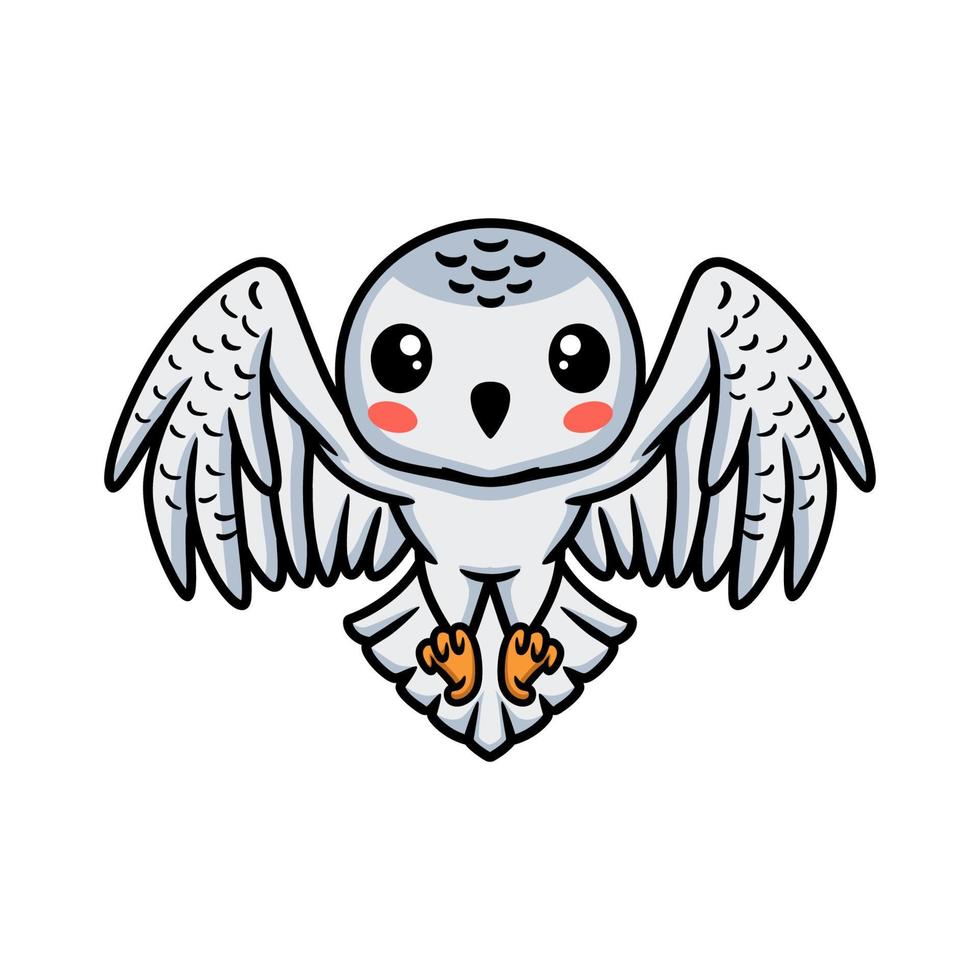 mignon petit dessin animé de hibou polaire blanc volant vecteur