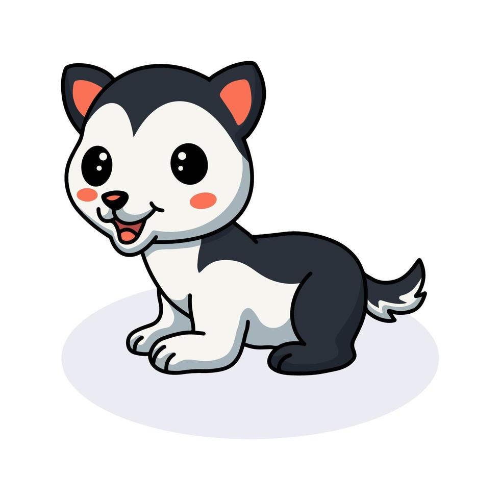 dessin animé mignon petit chien husky vecteur