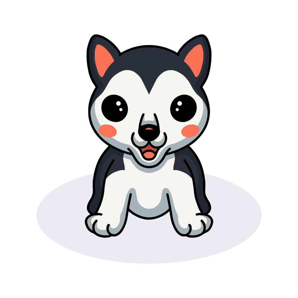 dessin animé mignon petit chien husky vecteur