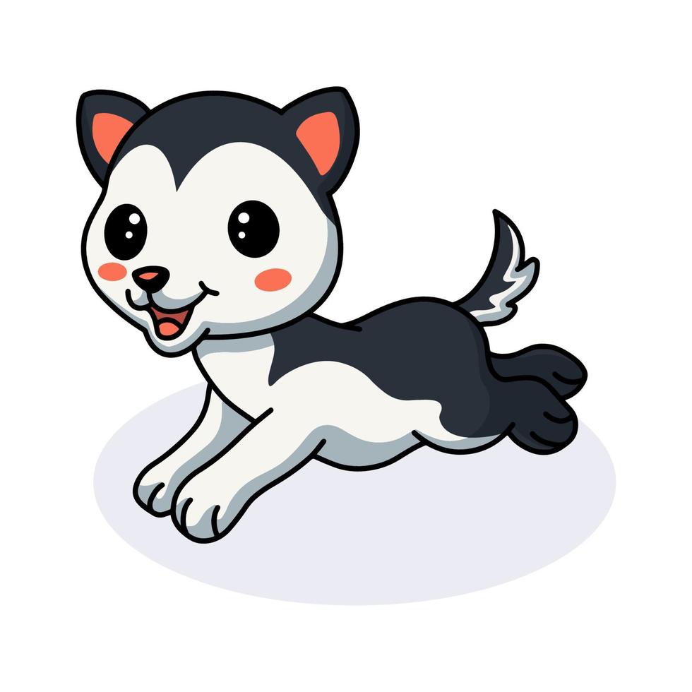 dessin animé mignon petit chien husky en cours d'exécution vecteur