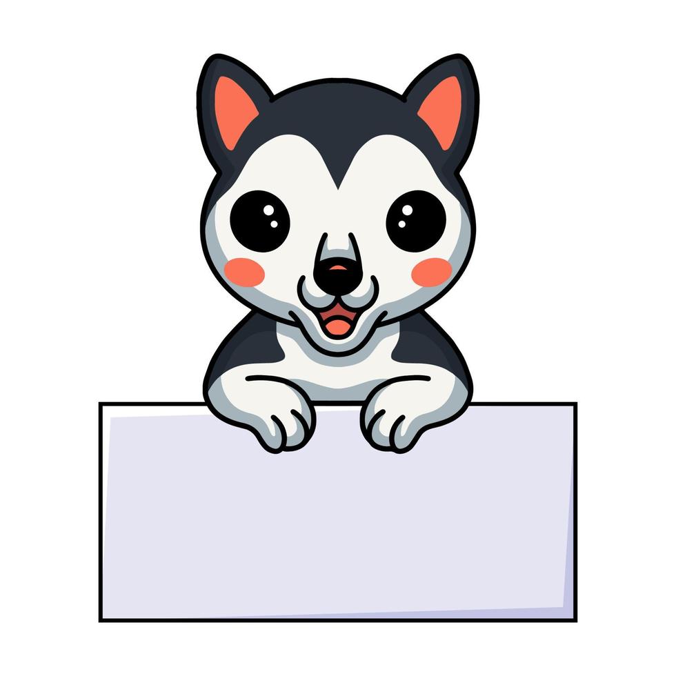 dessin animé mignon petit chien husky avec signe vierge vecteur