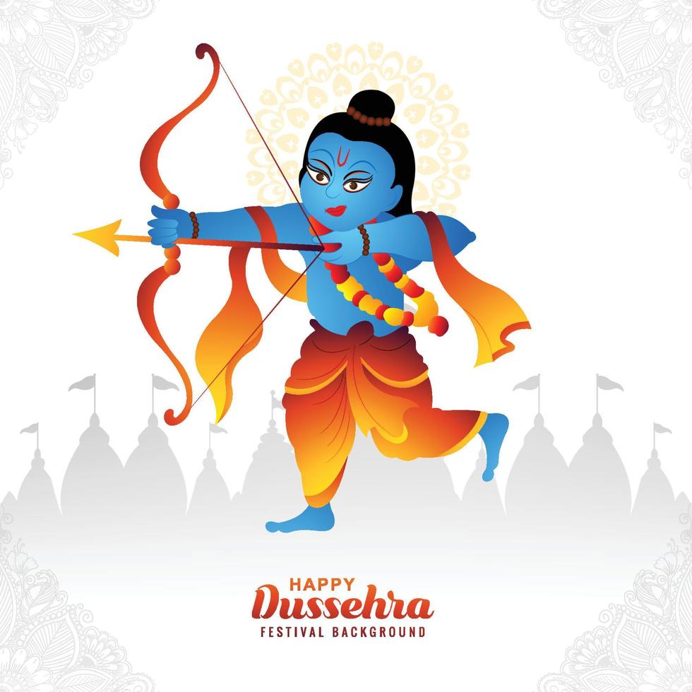 illustration de la carte du festival indien lord rama happy dussehra fond de vacances vecteur