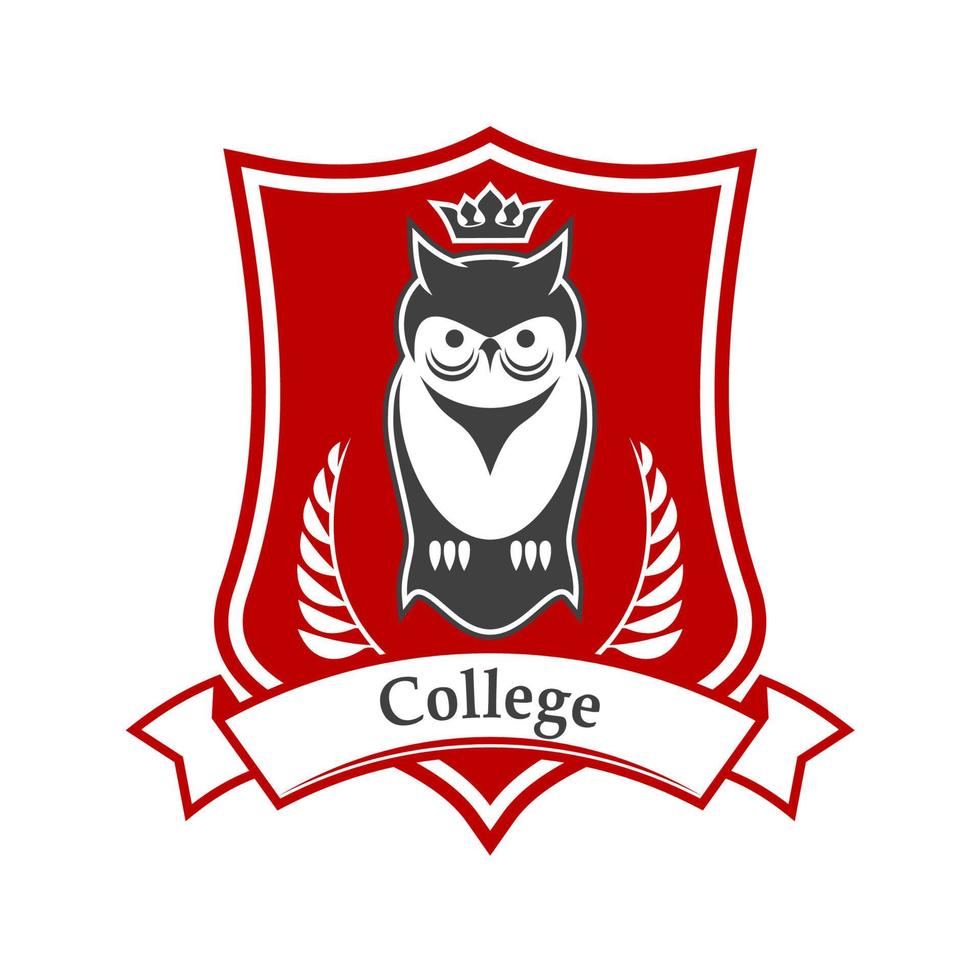 signe héraldique du collège avec hibou couronné sur le bouclier vecteur