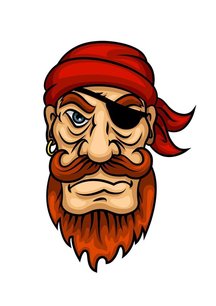 portrait de marin pirate rousse dessin animé vecteur