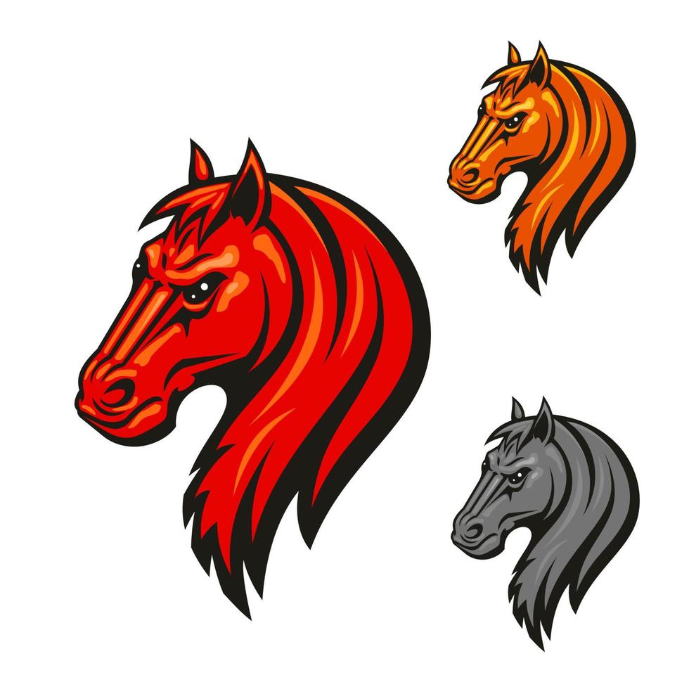 emblème de tête de cheval aux yeux noirs féroces vecteur