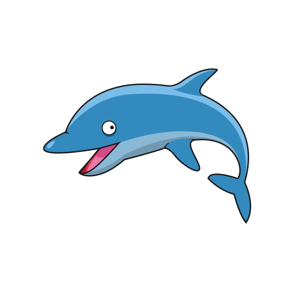 personnage de dessin animé de grand dauphin sautant vecteur