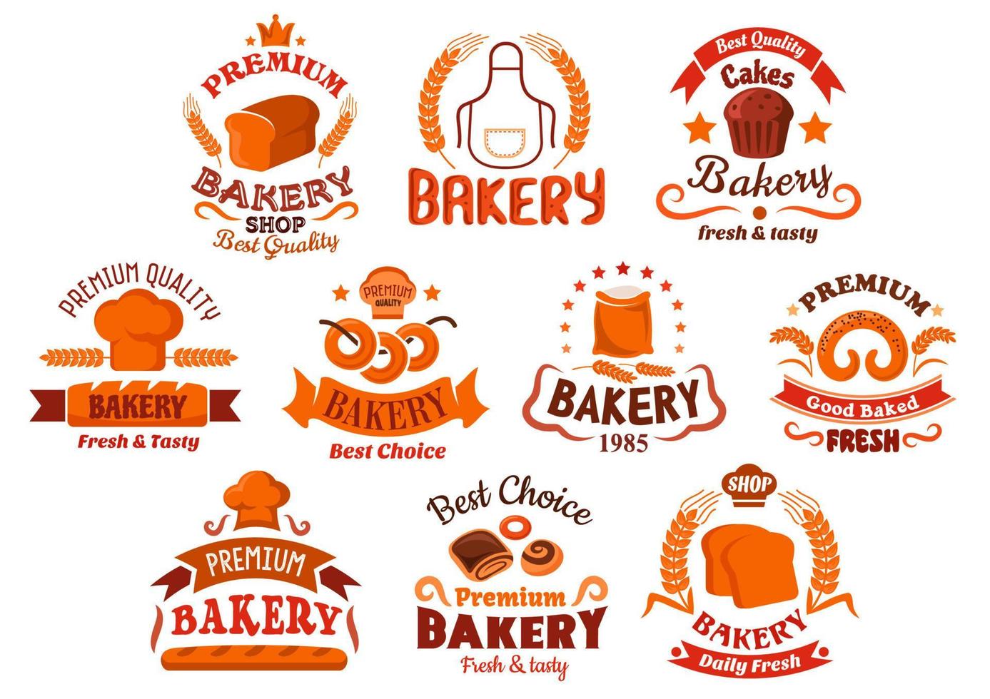 icônes de boulangerie et pâtisserie vecteur