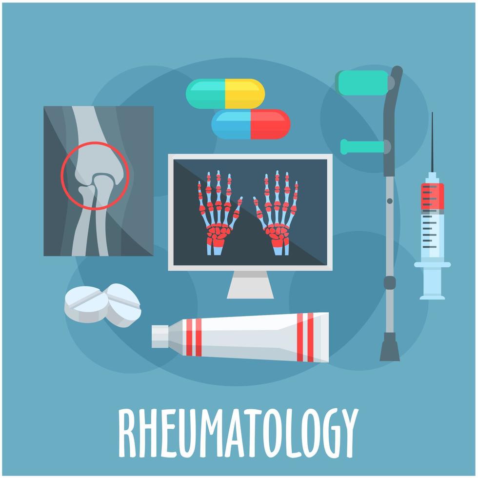 icône plate de rhumatologie pour la conception de soins de santé vecteur