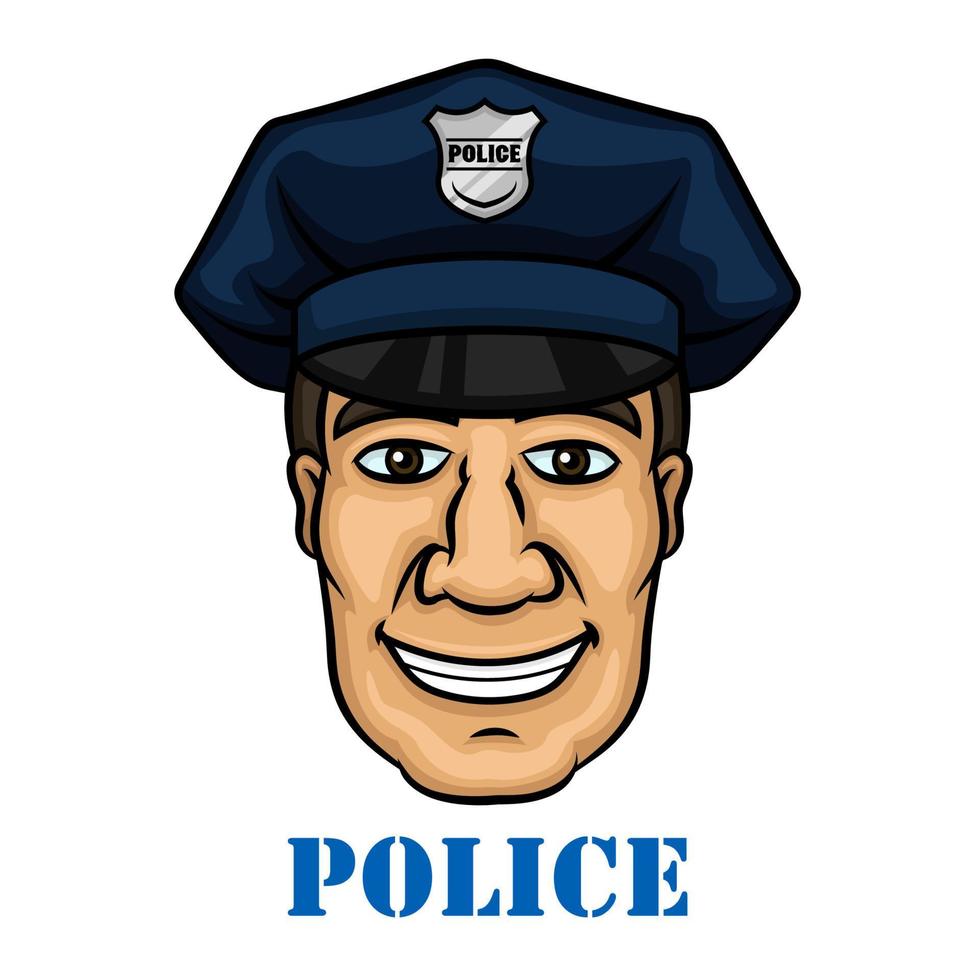 heureux policier en uniforme bleu vecteur