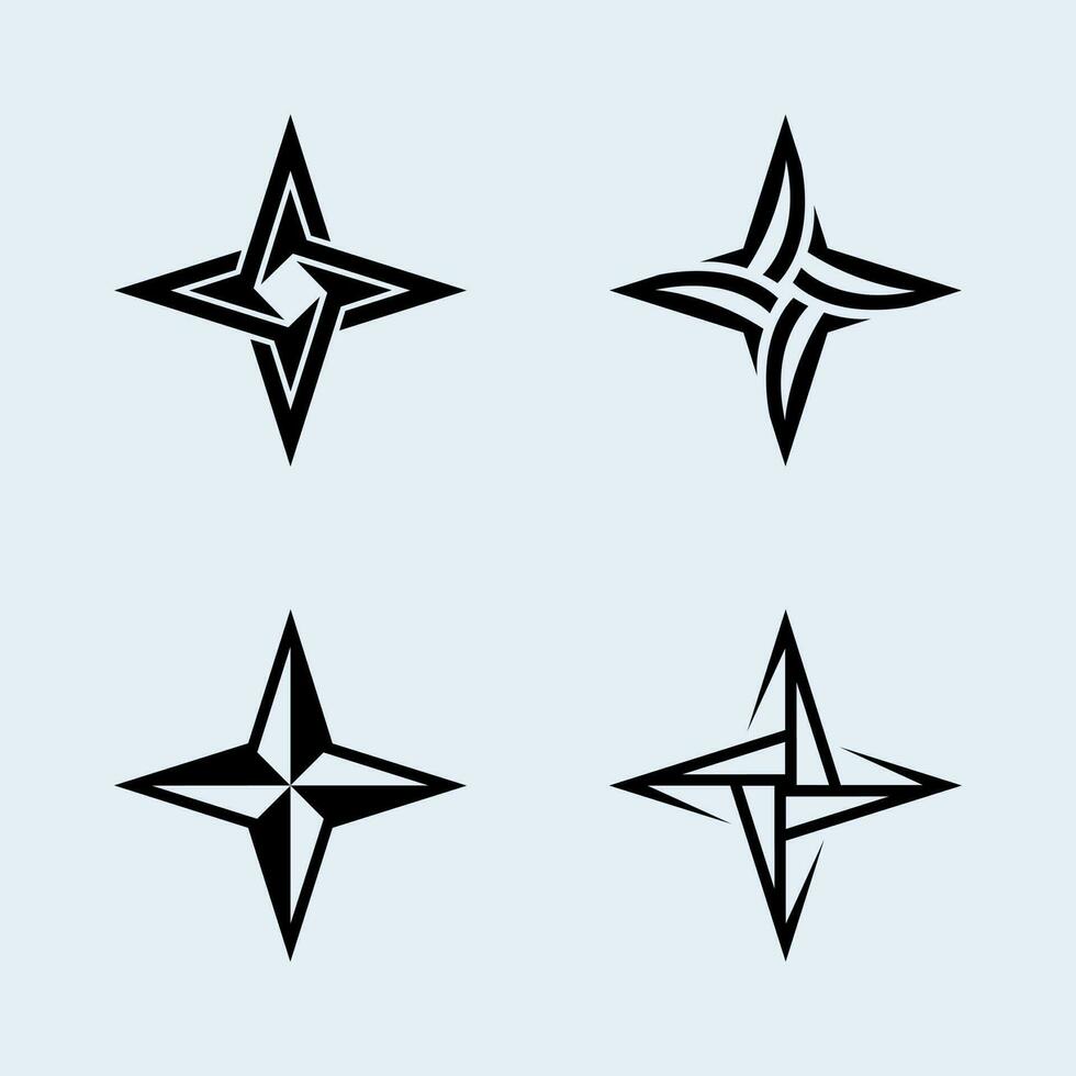 vecteur de pack d'étoiles shuriken avec des types de forme