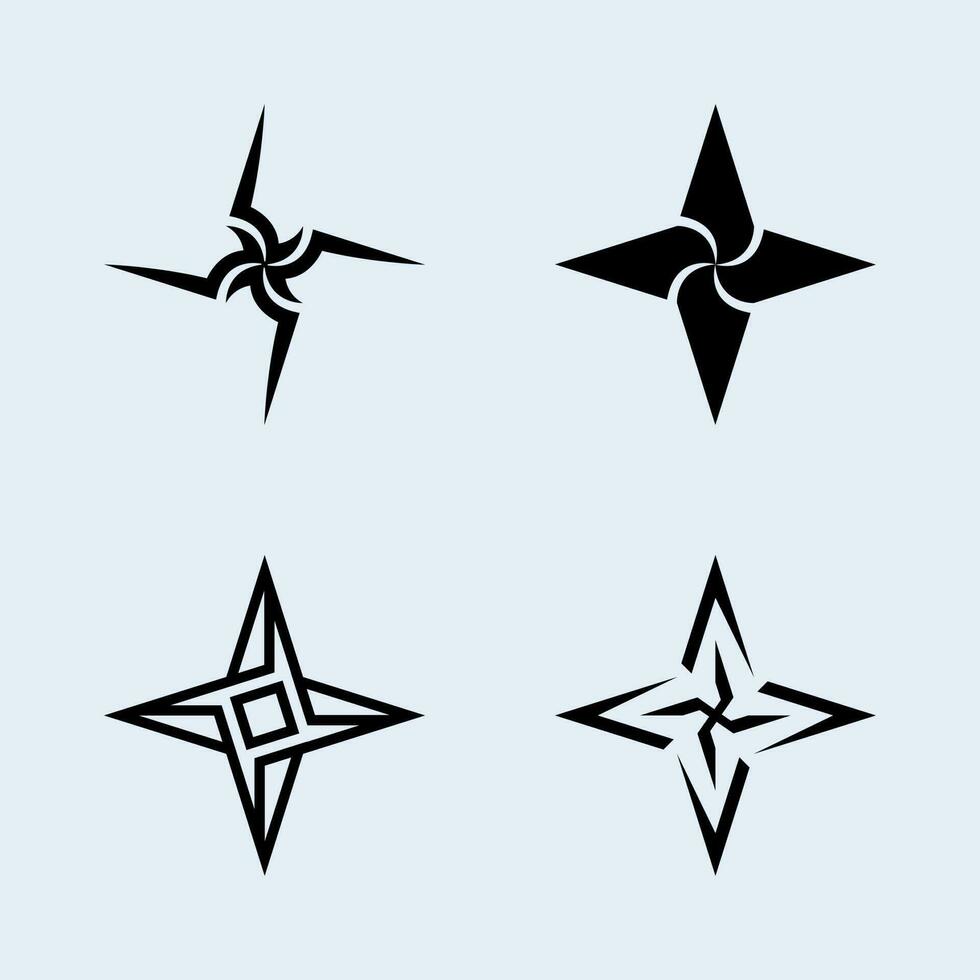 vecteur de pack d'étoiles shuriken avec des types de forme