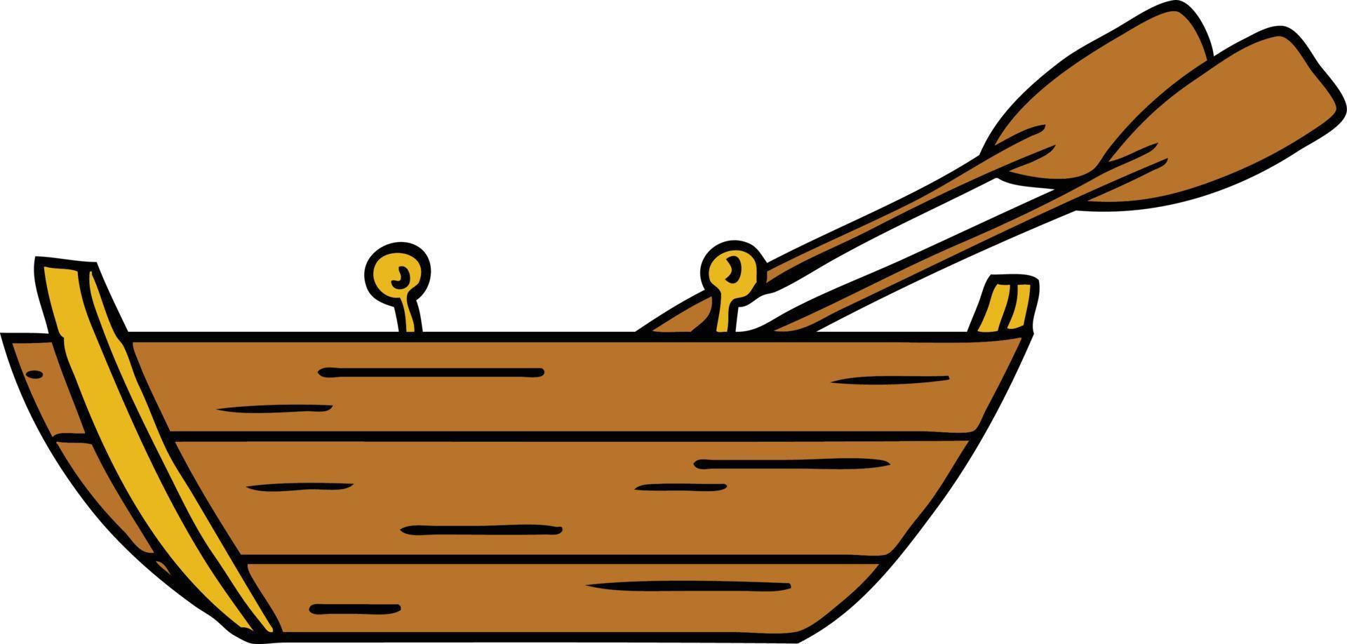 dessin animé doodle d'un bateau en bois vecteur