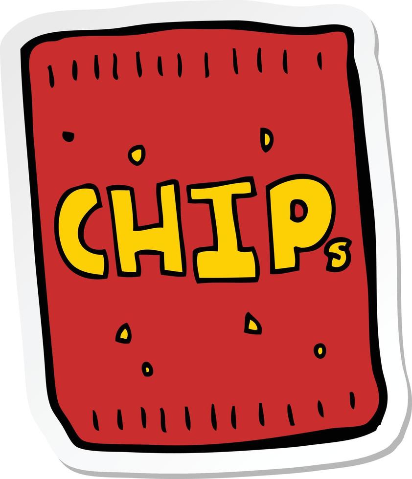 autocollant d'un paquet de chips de dessin animé vecteur