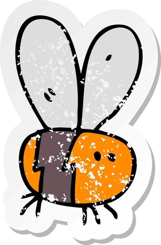 autocollant rétro en détresse d'une abeille de dessin animé vecteur