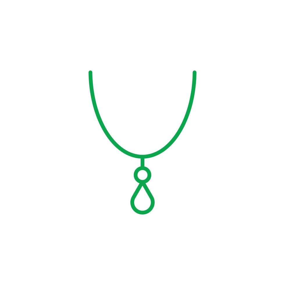 eps10 vecteur vert collier ou icône d'art en ligne pendentif isolé sur fond blanc. symbole de contour de médaillon dans un style moderne simple et plat pour la conception, le logo et l'application mobile de votre site Web
