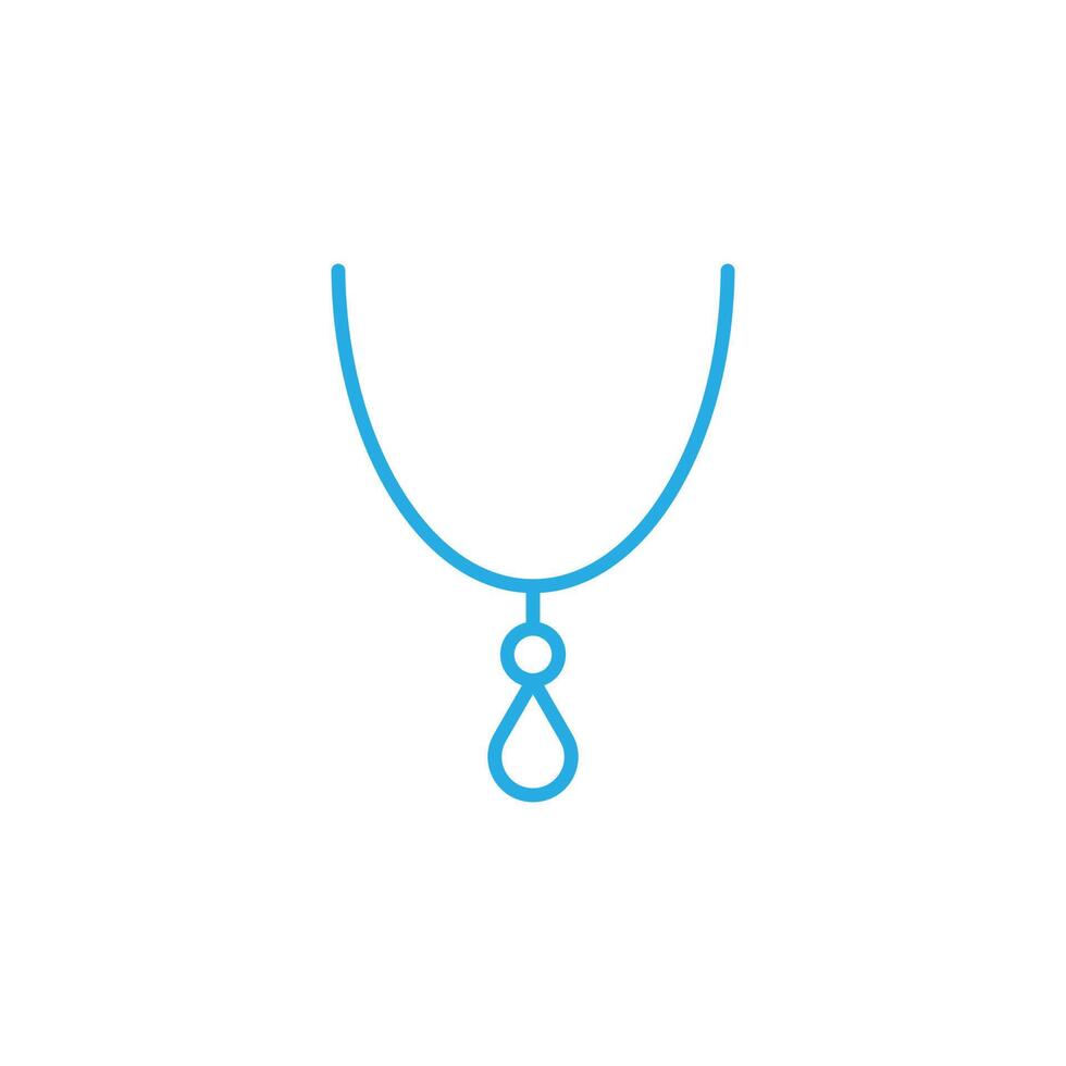 eps10 vecteur bleu collier ou pendentif icône d'art en ligne isolé sur fond blanc. symbole de contour de médaillon dans un style moderne simple et plat pour la conception, le logo et l'application mobile de votre site Web