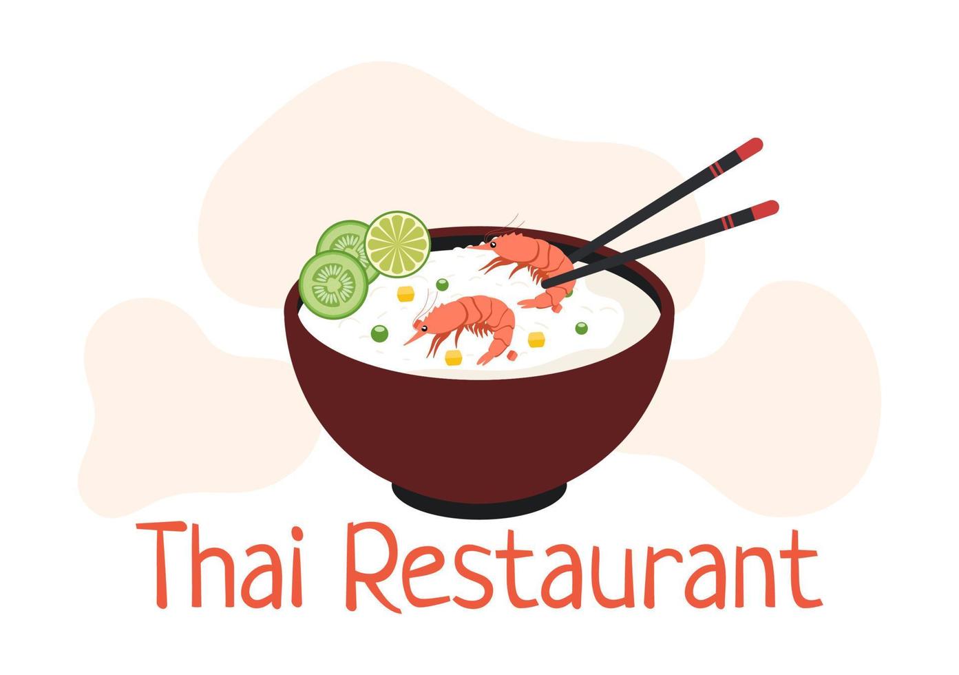 modèle de cuisine traditionnelle thaïlandaise dessin animé illustration dessinée à la main divers de la conception de la cuisine thaïlandaise vecteur