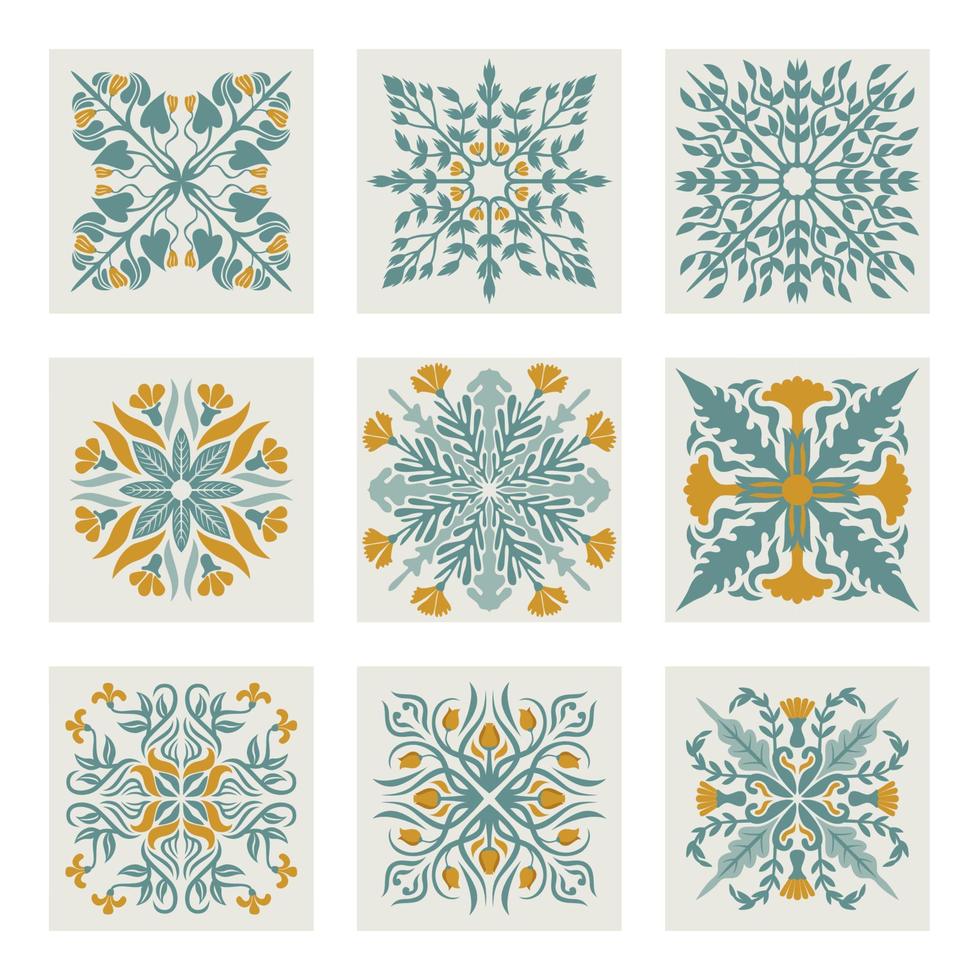 carreaux de fleurs marocains, motif de carreaux vectoriels, mosaïque florale de lisbonne, ornement méditerranéen bleu marine harmonieux. géométrique art abstrait arabesque mosaïque vecteur