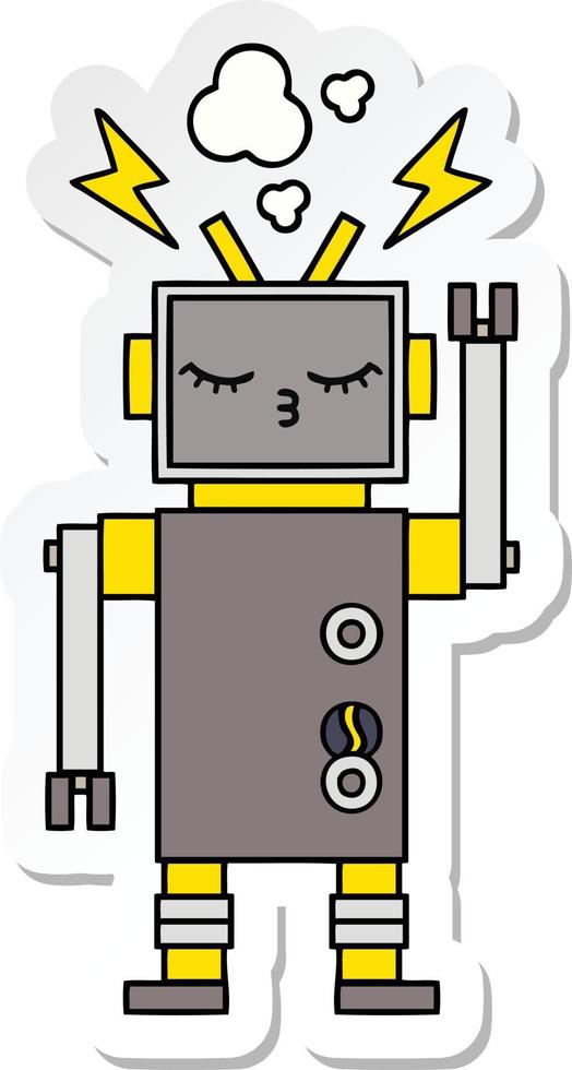 autocollant d'un robot de dessin animé mignon vecteur