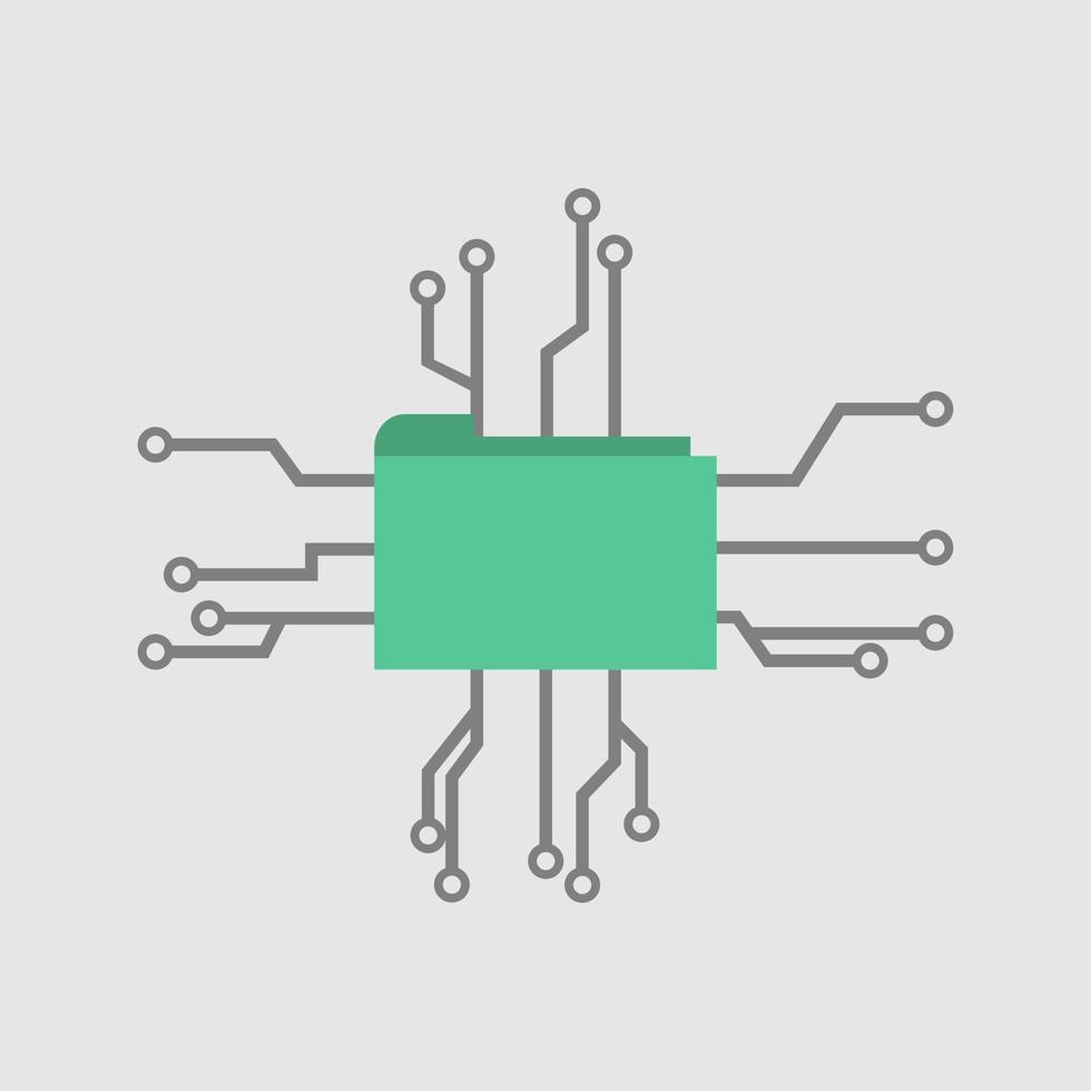 icône de dossier design plat avec illustration de logo vectoriel de technologie de circuit