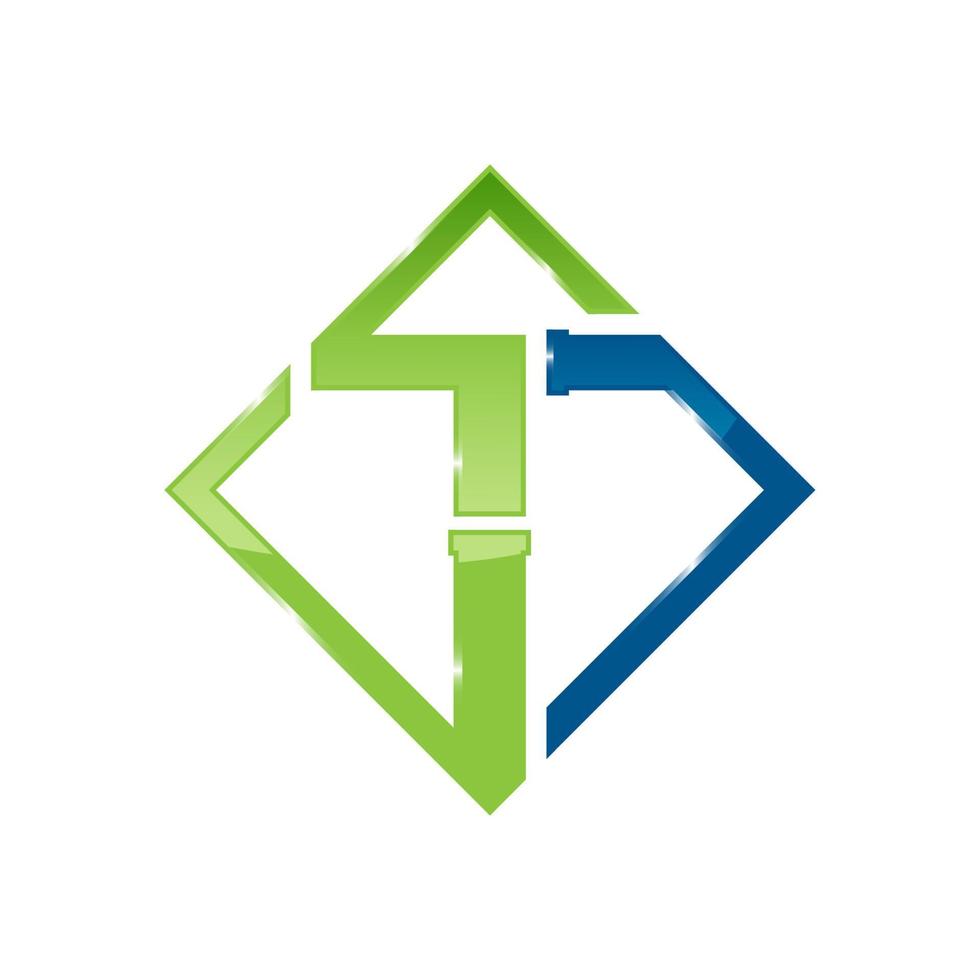 lettre t logo de l'entreprise de plomberie concept vectoriel