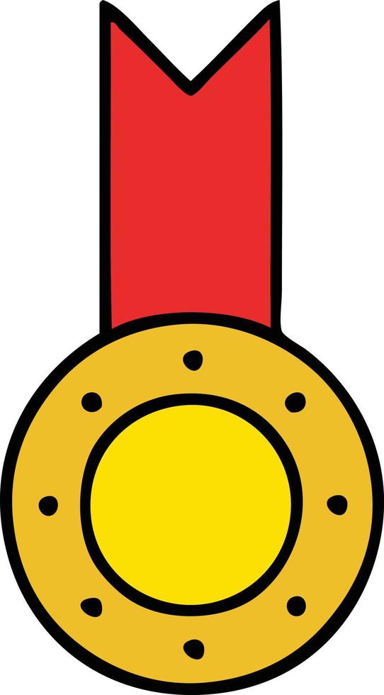 médaille d'or de dessin animé mignon vecteur