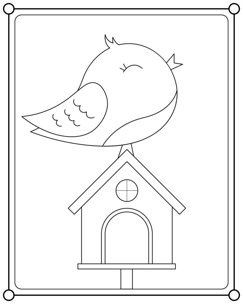 oiseau mignon adapté à l'illustration vectorielle de la page de coloriage pour enfants vecteur