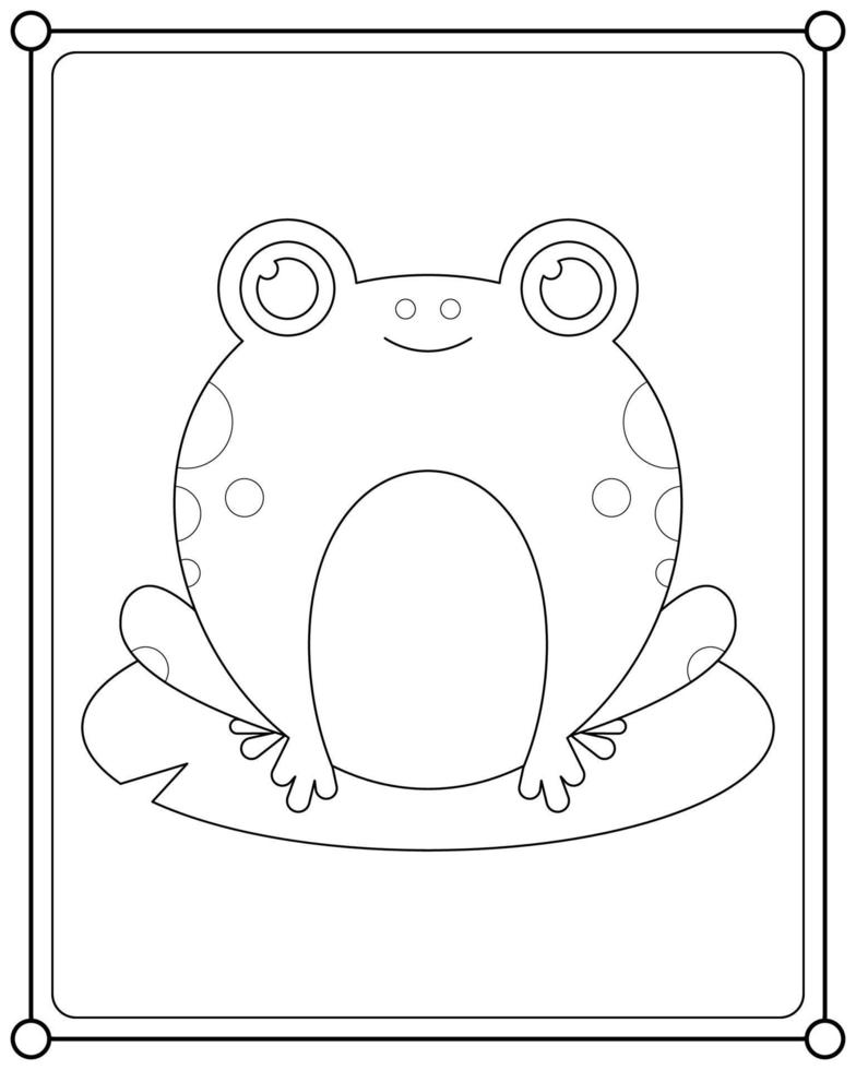 grenouille assise sur une feuille de lotus adaptée à l'illustration vectorielle de la page de coloriage pour enfants vecteur