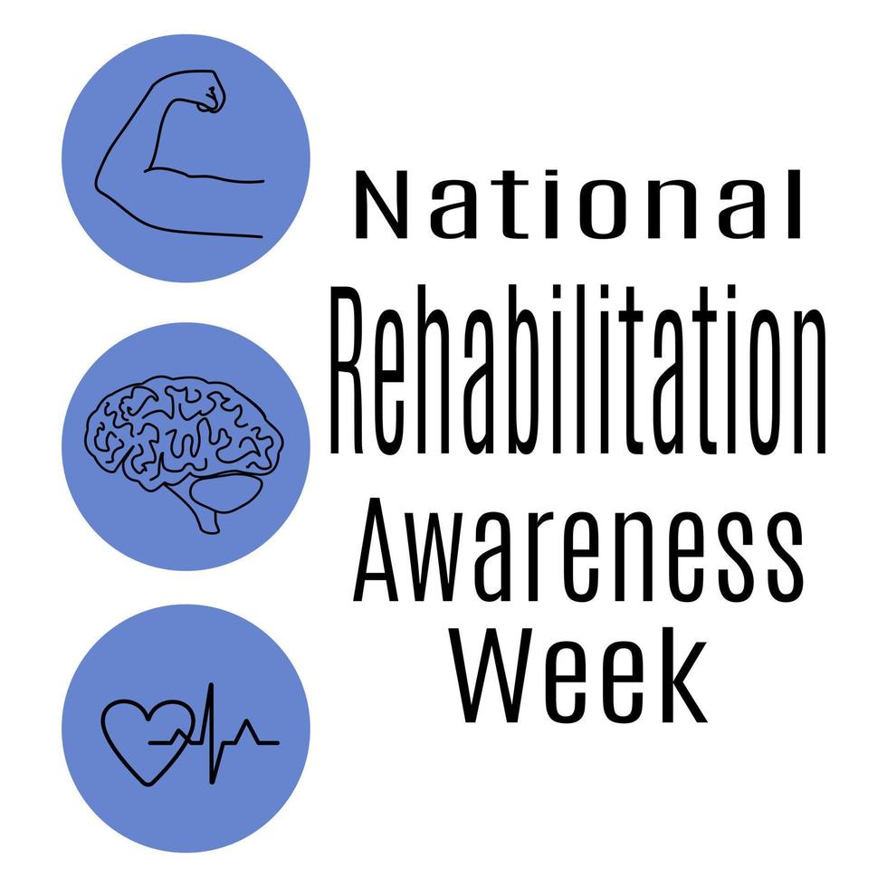 semaine nationale de sensibilisation à la réadaptation, idée de post ou bannière sur des sujets médicaux, santé mentale et physique vecteur
