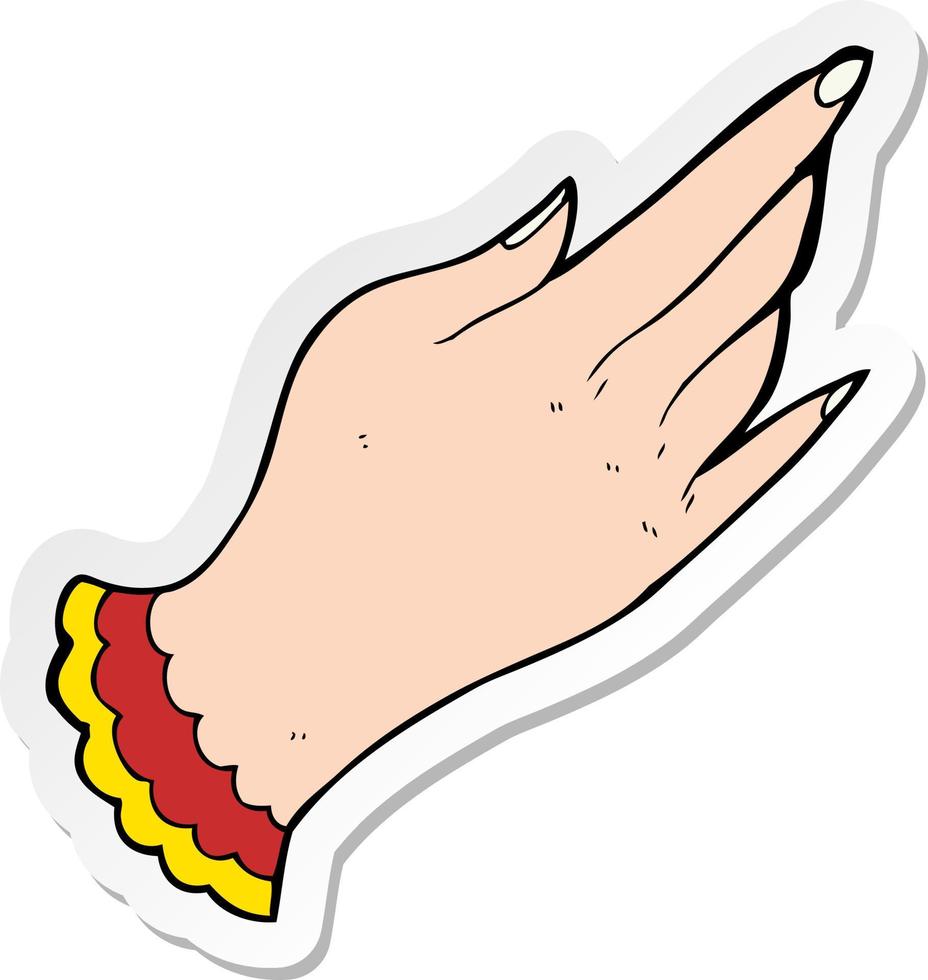 autocollant d'un symbole de main de tatouage de dessin animé vecteur