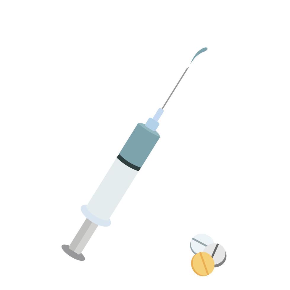 une seringue avec des médicaments et des comprimés. isolé. image pour affiches médicales, brochures. vecteur