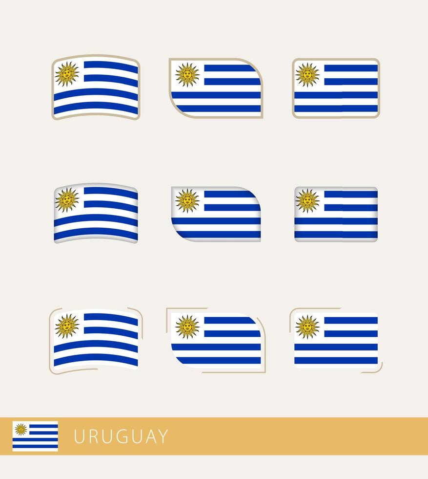 drapeaux vectoriels de l'uruguay, collection de drapeaux de l'uruguay. vecteur