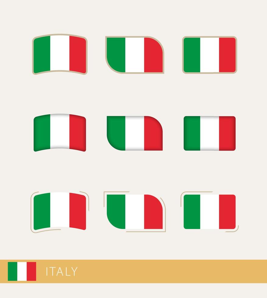 drapeaux vectoriels d'italie, collection de drapeaux italiens. vecteur