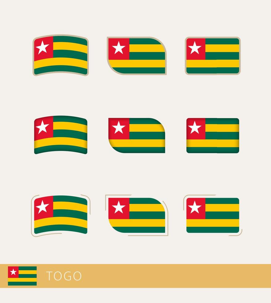 drapeaux vectoriels du togo, collection de drapeaux togo. vecteur