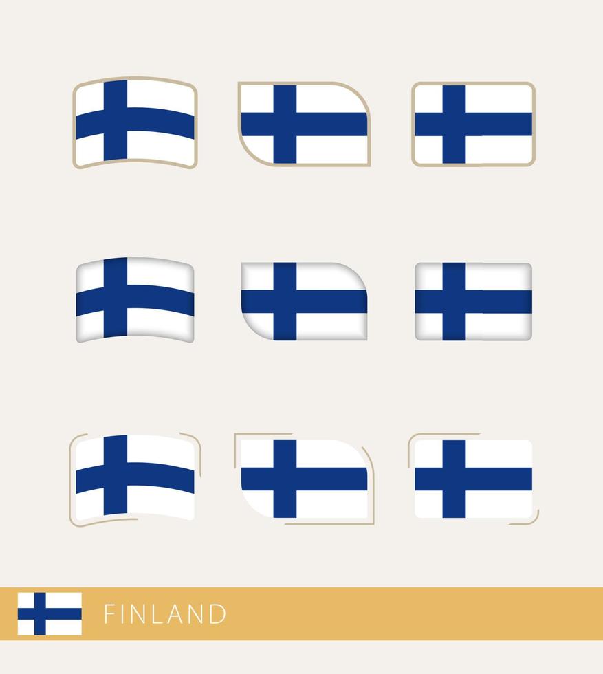 drapeaux vectoriels de finlande, collection de drapeaux de finlande. vecteur
