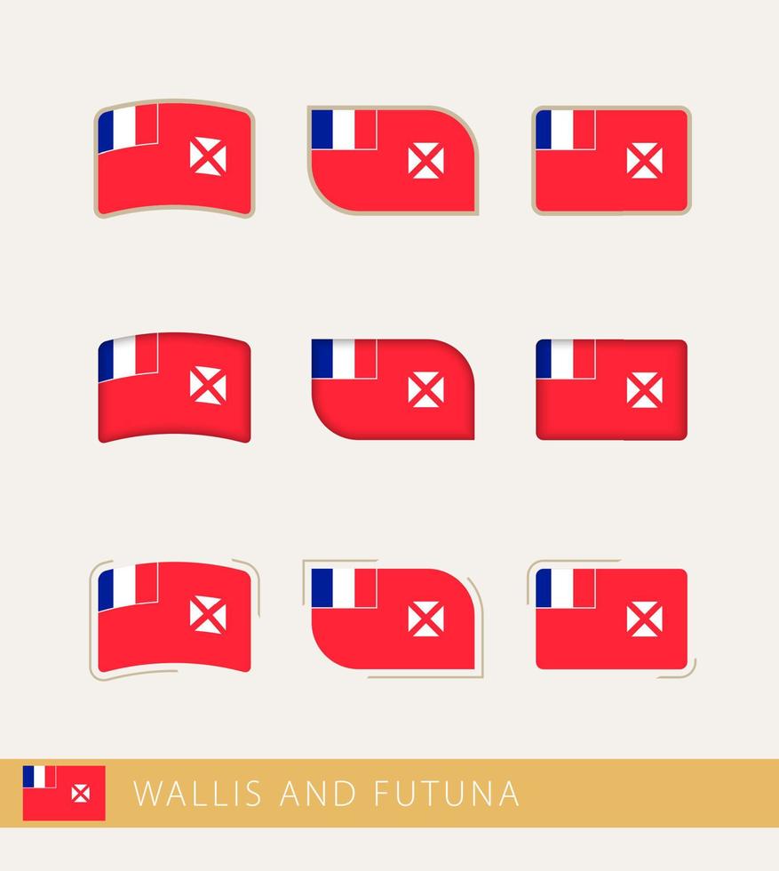 drapeaux vectoriels de wallis et futuna, collection de drapeaux wallis et futuna. vecteur