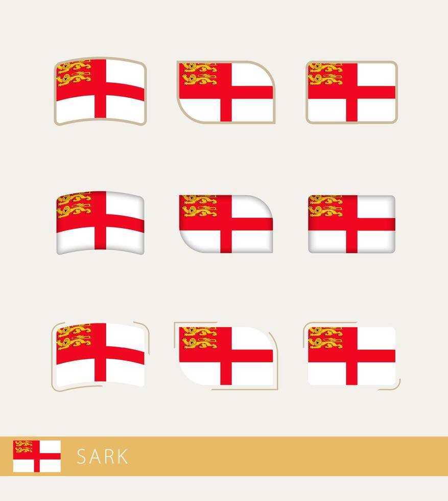 drapeaux vectoriels de sark, collection de drapeaux de sark. vecteur